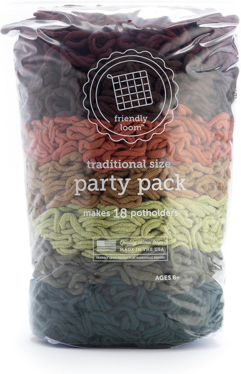 Quality Cotton Weaving Loops in Earthtone Inspired Colors – 7” Traditional Size | Weave 18 Functional Potholders | Made in The USA
